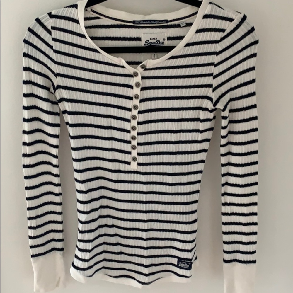 Superdry long sleeve Henley striped shirt